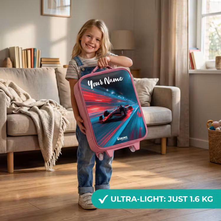 Formule 1 - Raceauto - Rood - Neonverlichting Kinderkoffer - Roze klein -sfeer2_EN