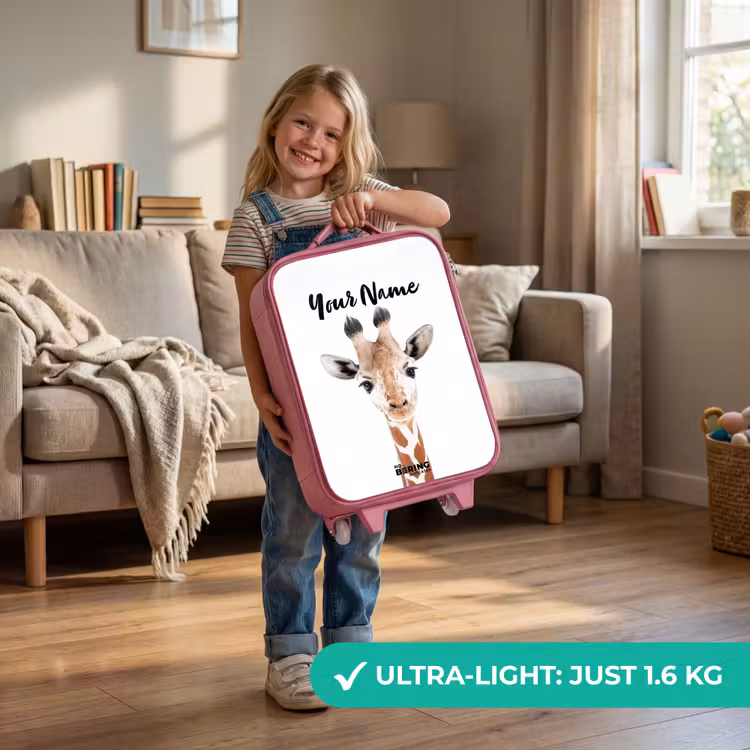 Gerrie Giraffe Kinderkoffer - Roze klein -sfeer2_EN