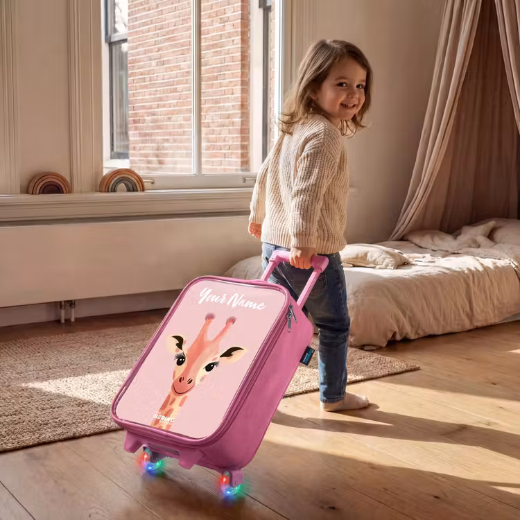 Giraffe - Wimpers - Minimalistisch - Roze Kinderkoffer - Roze klein -sfeer1