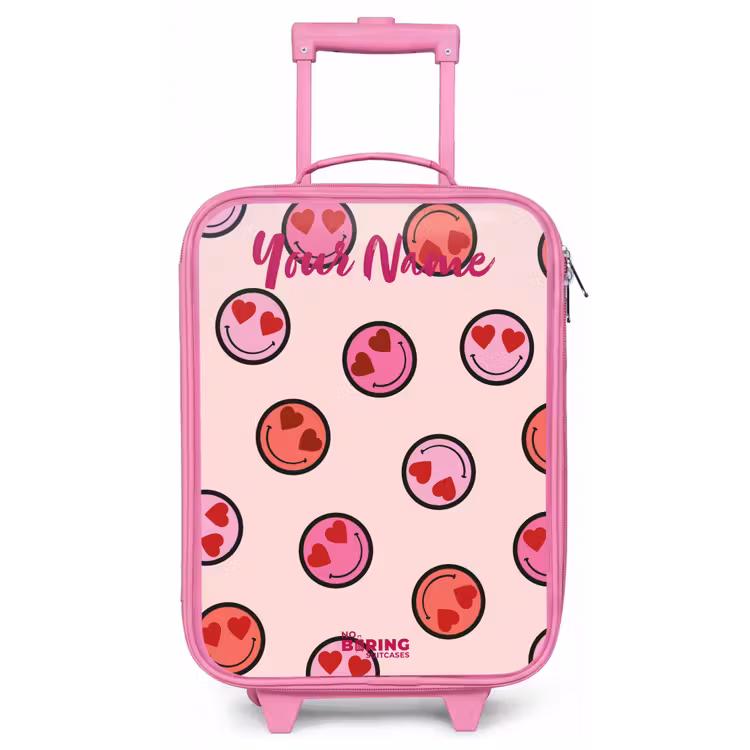 Hartje - Smiley - Patroon Kinderkoffer - Roze klein -zz3dotto
