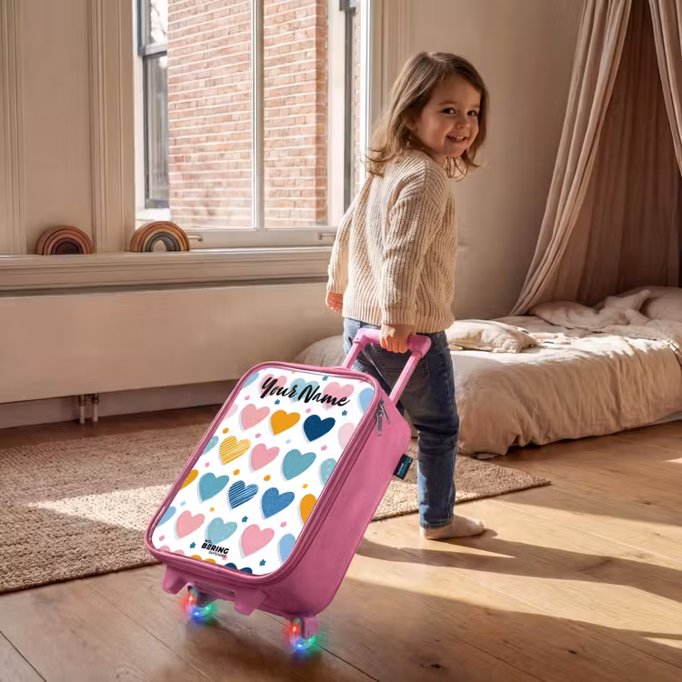 Hartjes - Pastel - Patroon Kinderkoffer - Roze klein -sfeer1