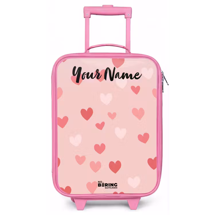 Hartjes - Patroon - Roze Kinderkoffer - Roze klein -zz3dotto