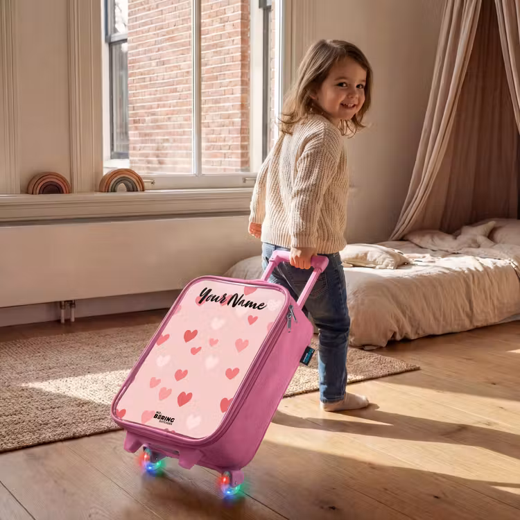 Hartjes - Patroon - Roze Kinderkoffer - Roze klein -sfeer1