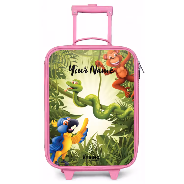 Jolige jungle Kinderkoffer - Roze klein -zz3dotto