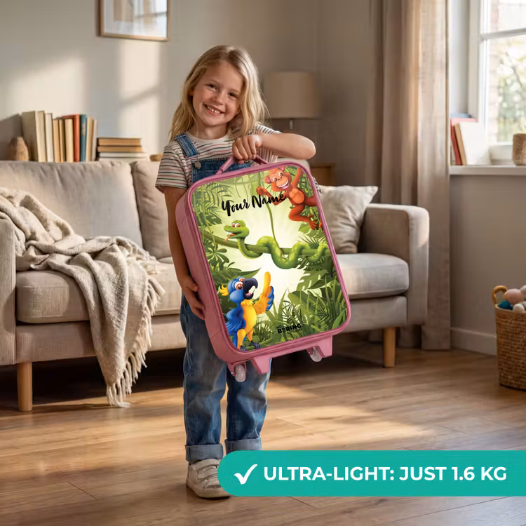 Jolige jungle Kinderkoffer - Roze klein -sfeer2_EN