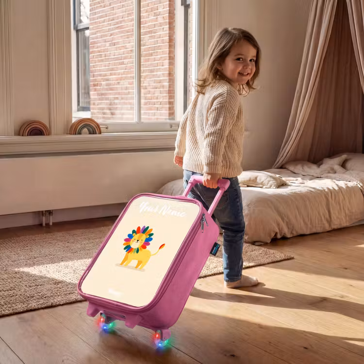 Leeuw - Manen - Kleurrijk Kinderkoffer - Roze klein -sfeer1