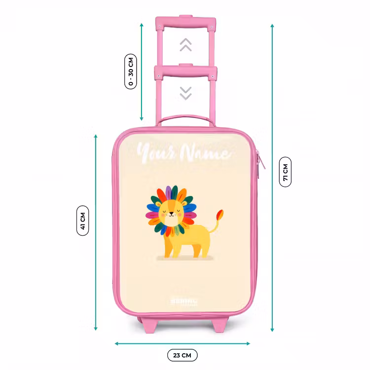 Leeuw - Manen - Kleurrijk Kinderkoffer - Roze klein -productfoto_formaten