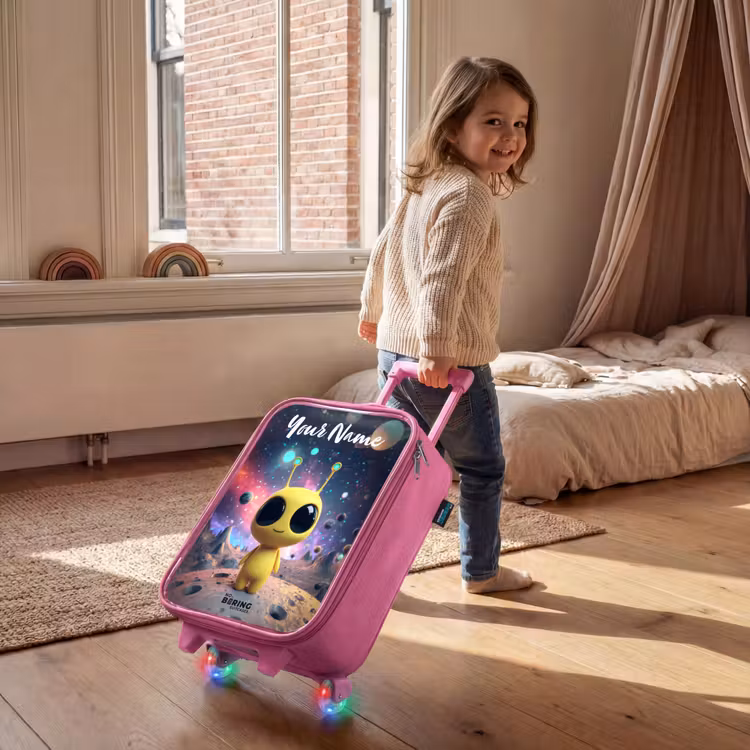 Vrolijk buitenaards wezentje Kinderkoffer - Roze klein -sfeer1