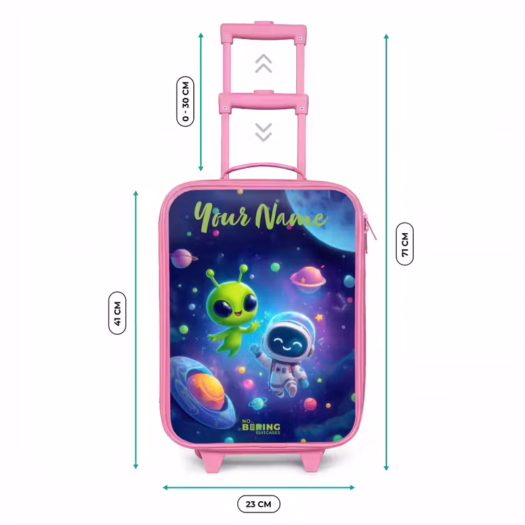 Vrolijke Ontmoeting in de Ruimte Kinderkoffer - Roze klein -productfoto_formaten