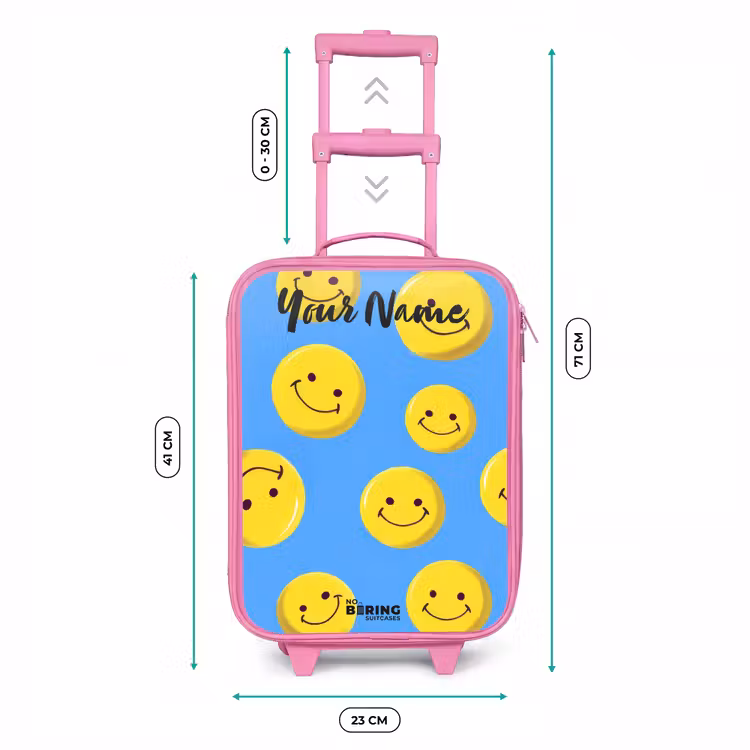 Vrolijke smileyregen Kinderkoffer - Roze klein -productfoto_formaten