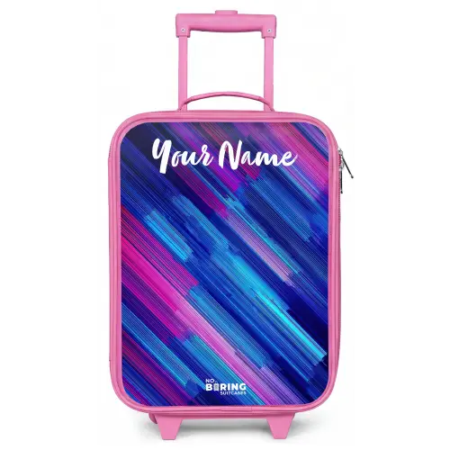Neon - Strepen - Abstract - Blauw - Roze Kinderkoffer - Roze klein -zz3dotto
