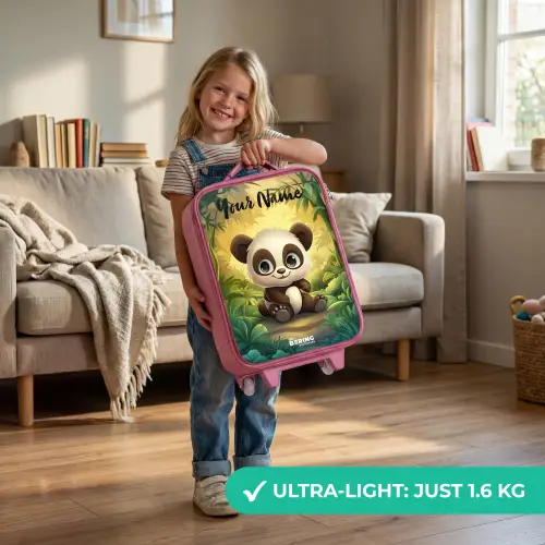 Panda - Bamboebos - Groen Kinderkoffer - Roze klein -sfeer2_EN