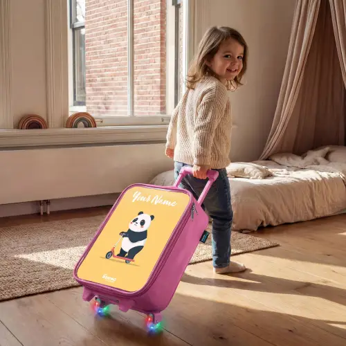 Panda - Step - Geel Kinderkoffer - Roze klein -sfeer1