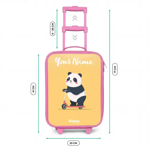 Panda - Step - Geel Kinderkoffer - Roze klein -productfoto_formaten