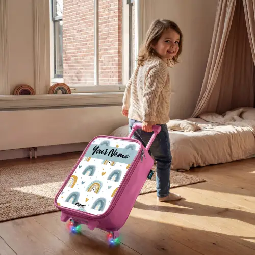 Patroon - Regenboog - Hartjes Kinderkoffer - Roze klein -sfeer1