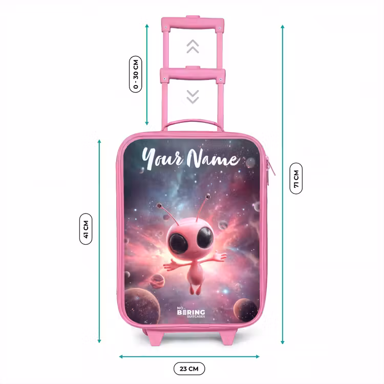 Roze Alien in Sterrennevel Kinderkoffer - Roze klein -productfoto_formaten