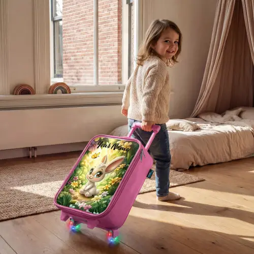 Konijn - Zonlicht - Sprookjesachtig - Vlinder Kinderkoffer - Roze klein -sfeer1
