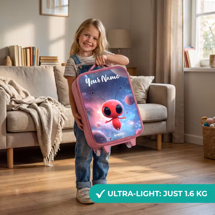 Rood Ruimtewezen in Kosmische Dans Kinderkoffer - Roze klein -sfeer2_EN