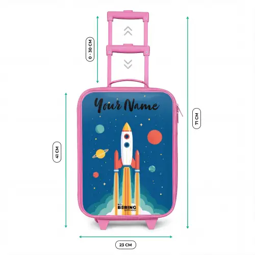 Raket - Planeet - Sterren - Veelkleurig Kinderkoffer - Roze klein -productfoto_formaten