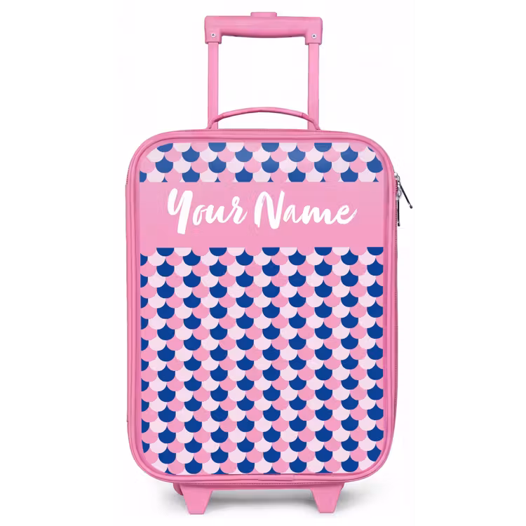 Schubben - Patroon - Blauw - Roze Kinderkoffer - Roze klein -zz3dotto