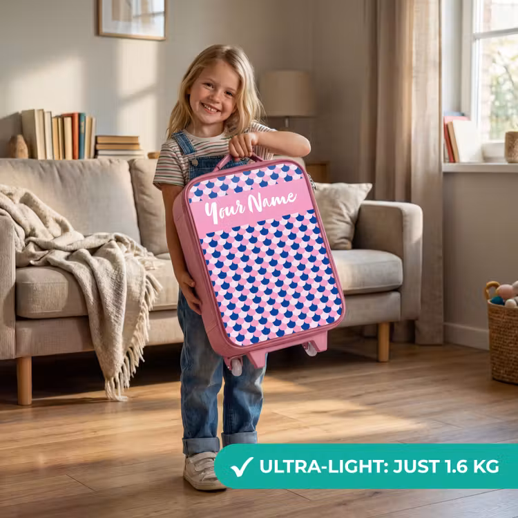 Schubben - Patroon - Blauw - Roze Kinderkoffer - Roze klein -sfeer2_EN