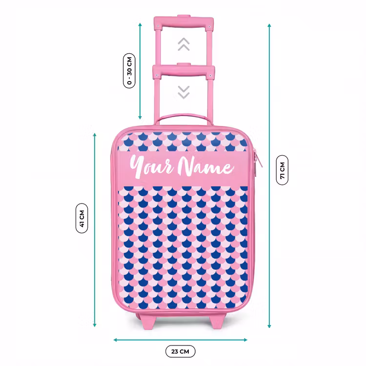 Schubben - Patroon - Blauw - Roze Kinderkoffer - Roze klein -productfoto_formaten