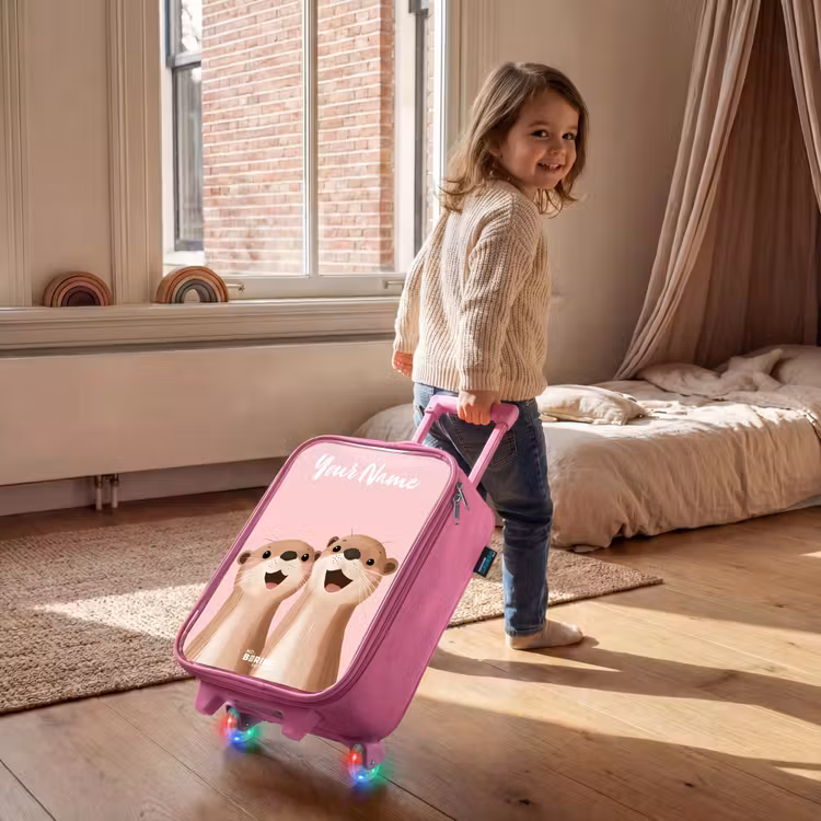 Glimlach - Otters - Roze - Illustratie Kinderkoffer - Roze klein -sfeer1