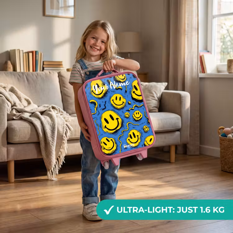 Smiley - Blauw - Geel Kinderkoffer - Roze klein -sfeer2_EN