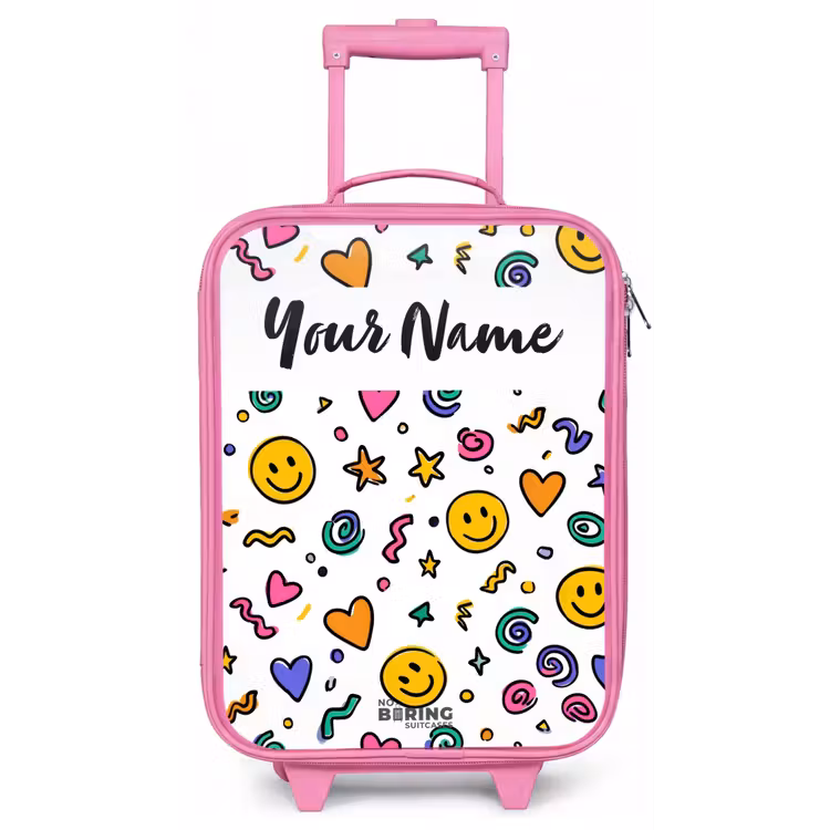 Smiley - Hartje - Ster Kinderkoffer - Roze klein -zz3dotto