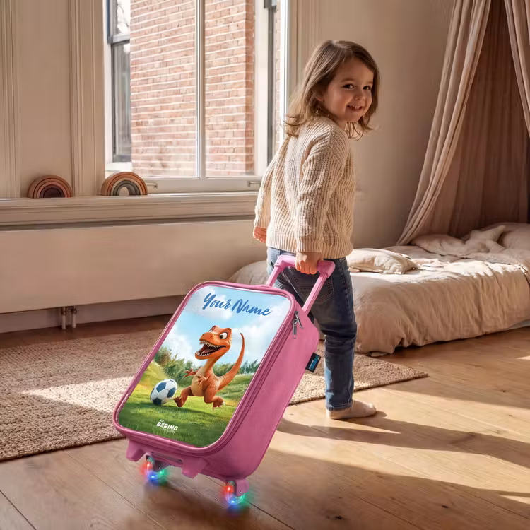 Voetbal - Dino - Sport Kinderkoffer - Roze klein -sfeer1