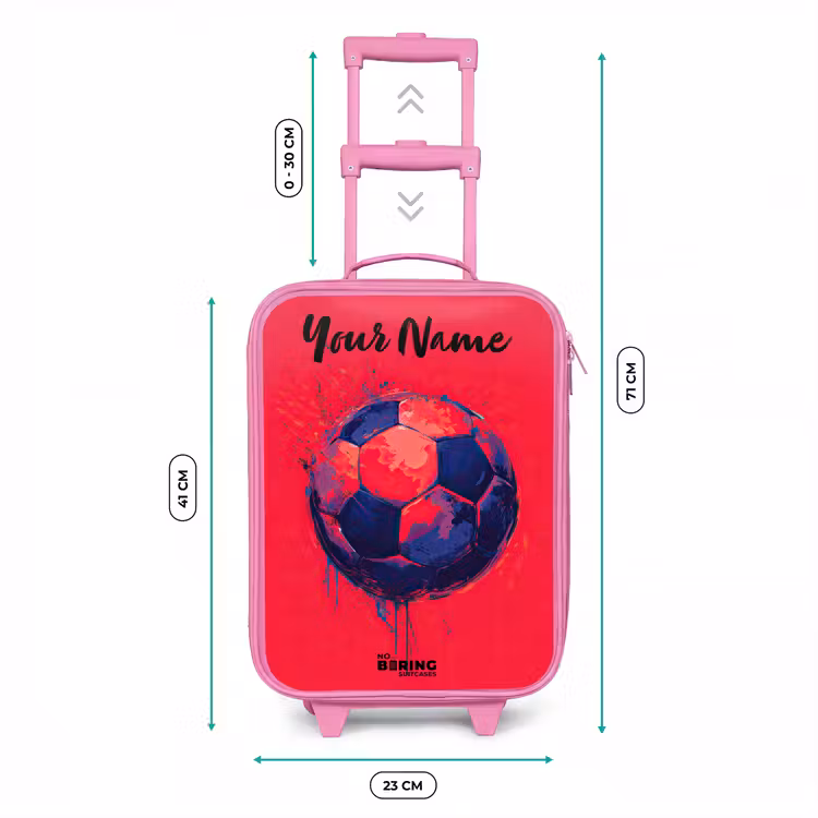 Voetbalvibes - Verf - Blauw - Rood Kinderkoffer - Roze klein -productfoto_formaten