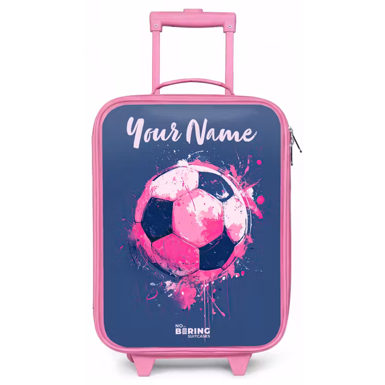 Voetbalvibes -  Verf - Roze - Blauw Kinderkoffer - Roze klein -zz3dotto