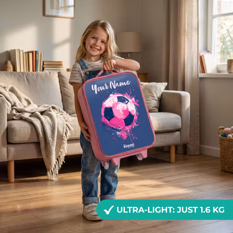 Voetbalvibes -  Verf - Roze - Blauw Kinderkoffer - Roze klein -sfeer2_EN