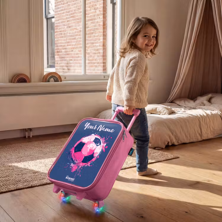 Voetbalvibes -  Verf - Roze - Blauw Kinderkoffer - Roze klein -sfeer1