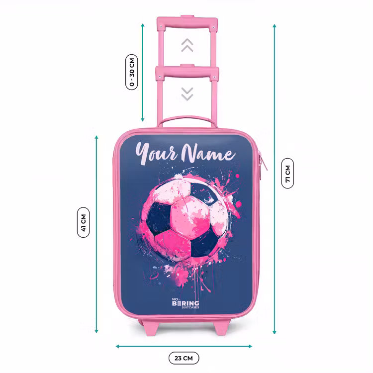 Voetbalvibes -  Verf - Roze - Blauw Kinderkoffer - Roze klein -productfoto_formaten