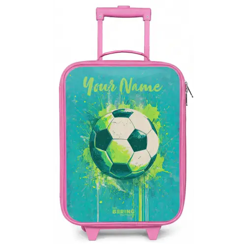 Voetbalvibes - Verfspatten - Groen - Blauw Kinderkoffer - Roze klein -zz3dotto