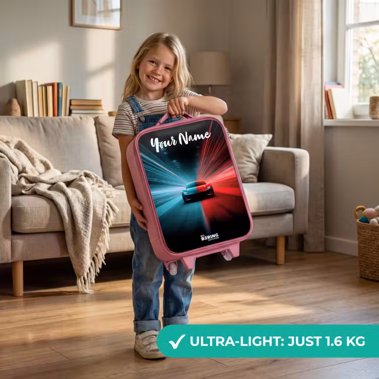 Sportauto - Blauw - Neon - Stad Kinderkoffer - Roze klein -sfeer2_EN