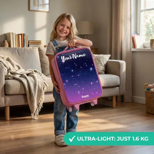 Sterren - Galaxy - Blauw - Roze Kinderkoffer - Roze klein -sfeer2_EN