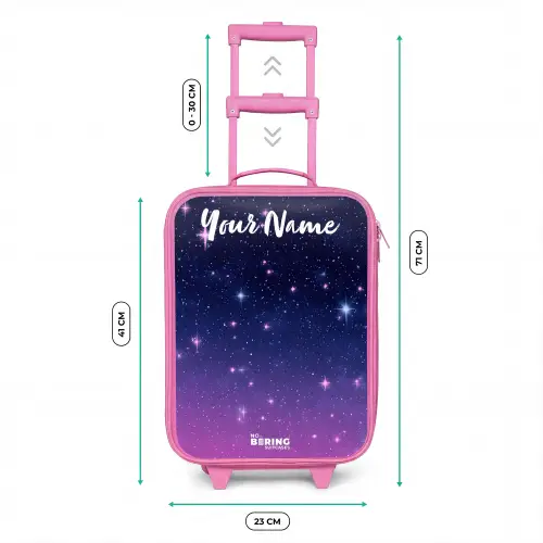 Sterren - Galaxy - Blauw - Roze Kinderkoffer - Roze klein -productfoto_formaten