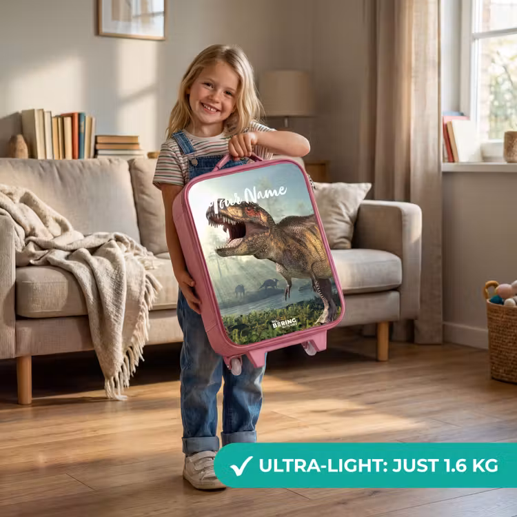 Thijs Tyrannosaurus Kinderkoffer - Roze klein -sfeer2_EN