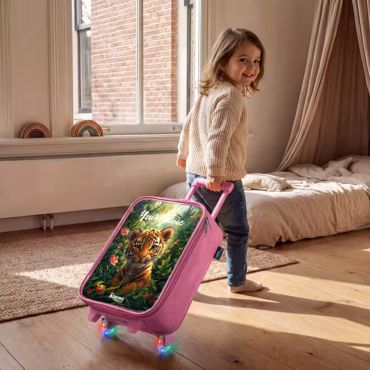 Tommy tijger Kinderkoffer - Roze klein -sfeer1