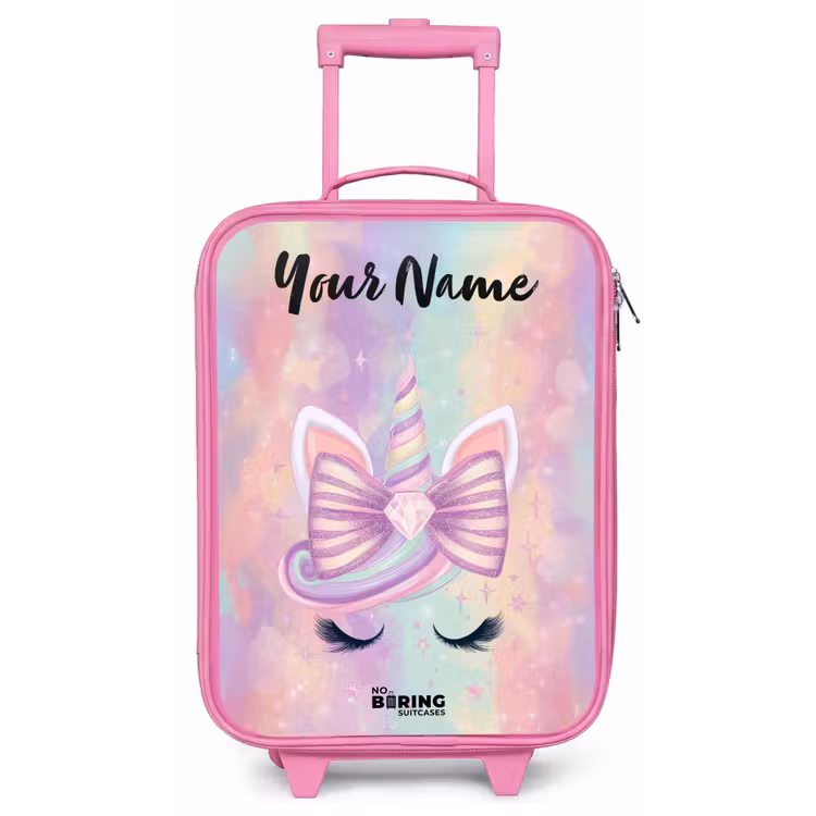 Eenhoorn - Glitters - Regenboog - Pastel Kinderkoffer - Roze klein -zz3dotto