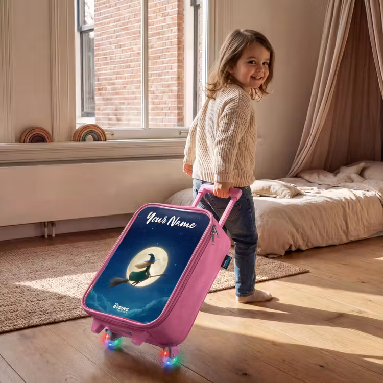 Heks in Maanlichtvlucht Kinderkoffer - Roze klein -sfeer1