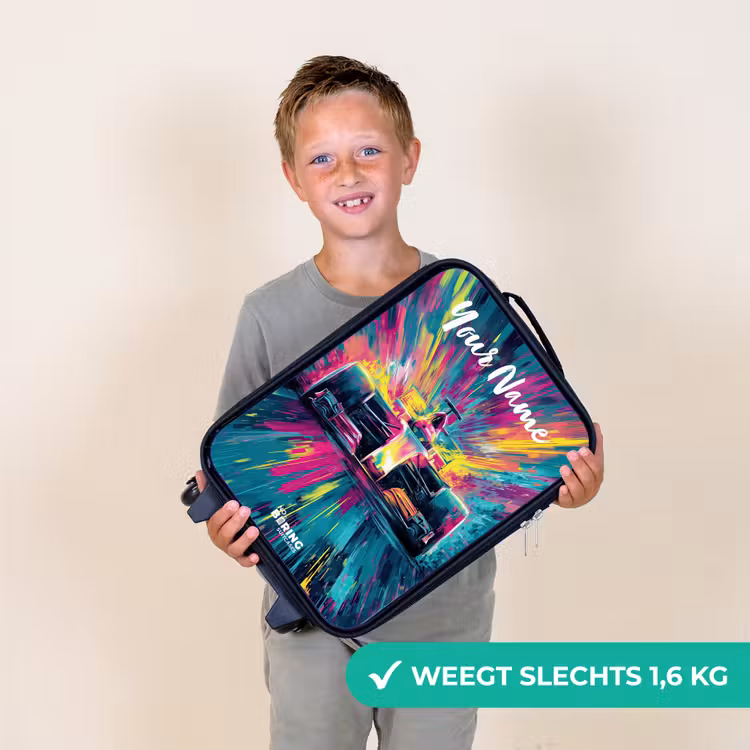 Raceauto - Abstract - Strepen - Blauw Kinderkoffer - Zwart klein -sfeer4_NL