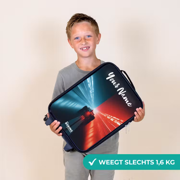 Raceauto - Verlichting - Neon - Rood Kinderkoffer - Zwart klein -sfeer4_NL