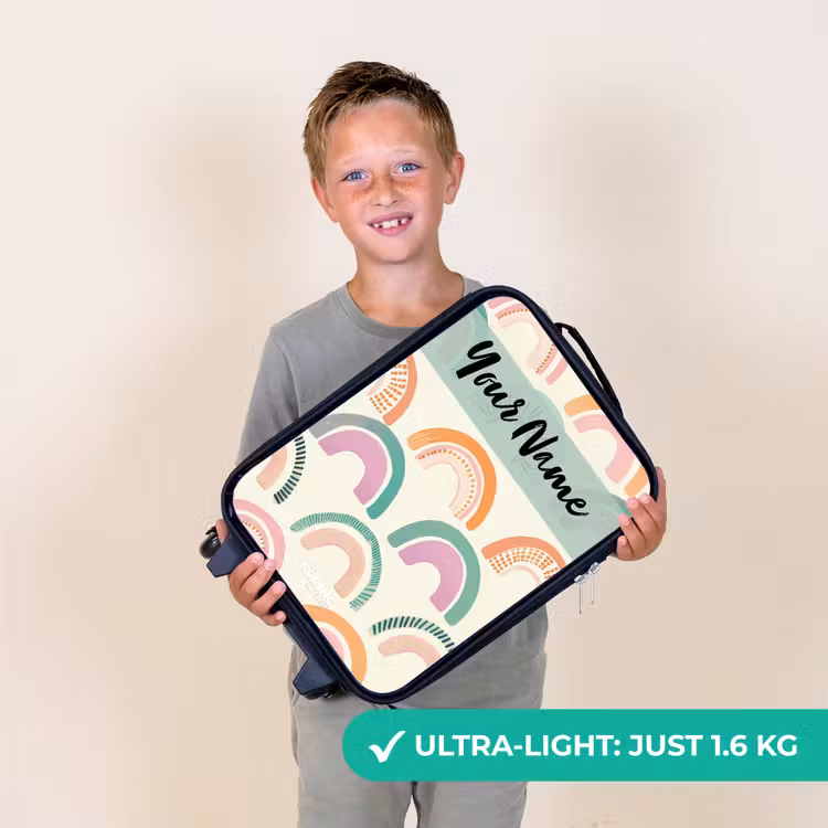 Regenboog - Pastel - Patroon Kinderkoffer - Zwart klein -sfeer4_UK
