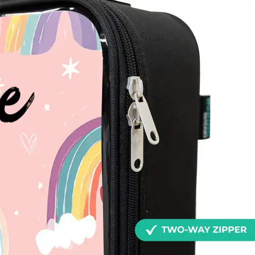 Regenboog - Patroon - Pastel Kinderkoffer - Zwart klein -rits_UK