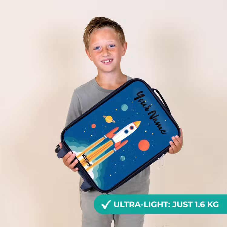 Raket - Planeet - Sterren - Veelkleurig Kinderkoffer - Zwart klein -sfeer4_UK