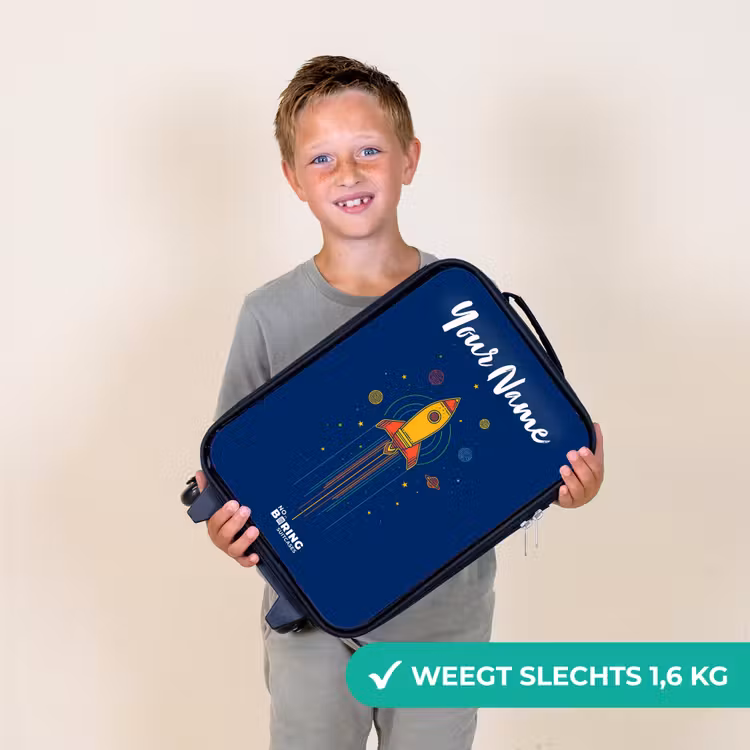 Raket - Planeten - Sterren Kinderkoffer - Zwart klein -sfeer4_NL