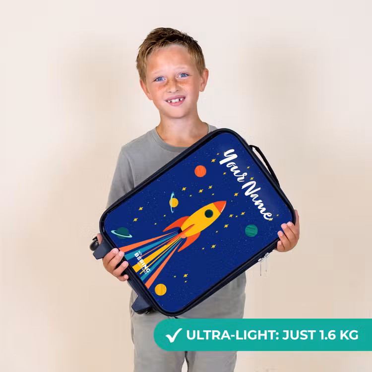 Raket - Sterren - Planeet - Ruimte Kinderkoffer - Zwart klein -sfeer4_UK